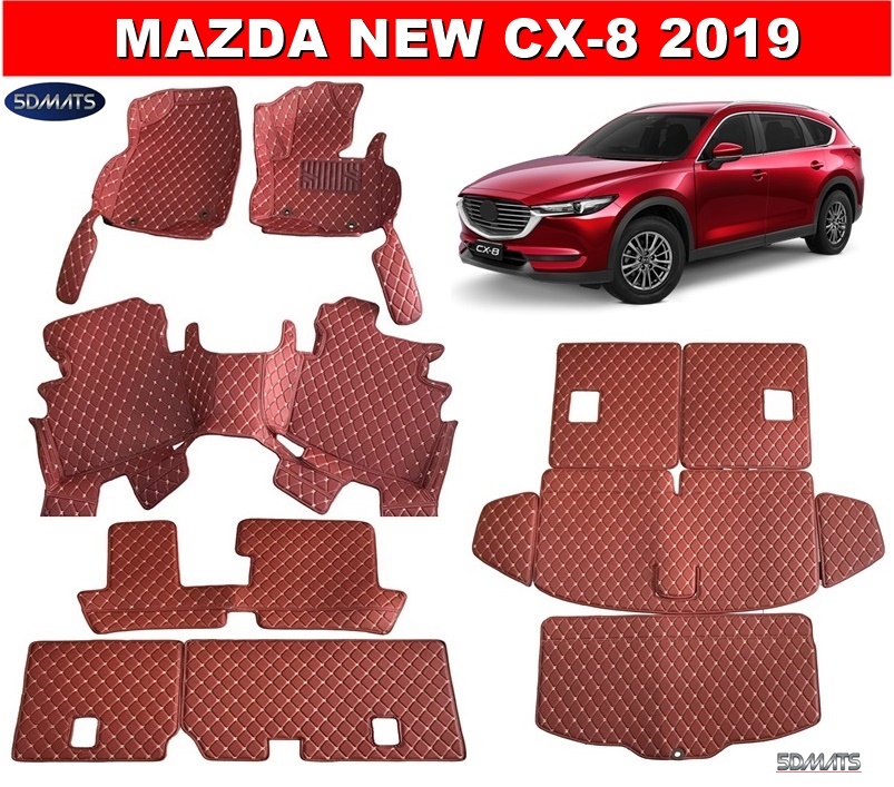 พรมปูพื้นรถยนต์ 6D MAZDA CX-8 (2019-25) พรม6D หนานุ่ม เข้ารูป เต็มคัน