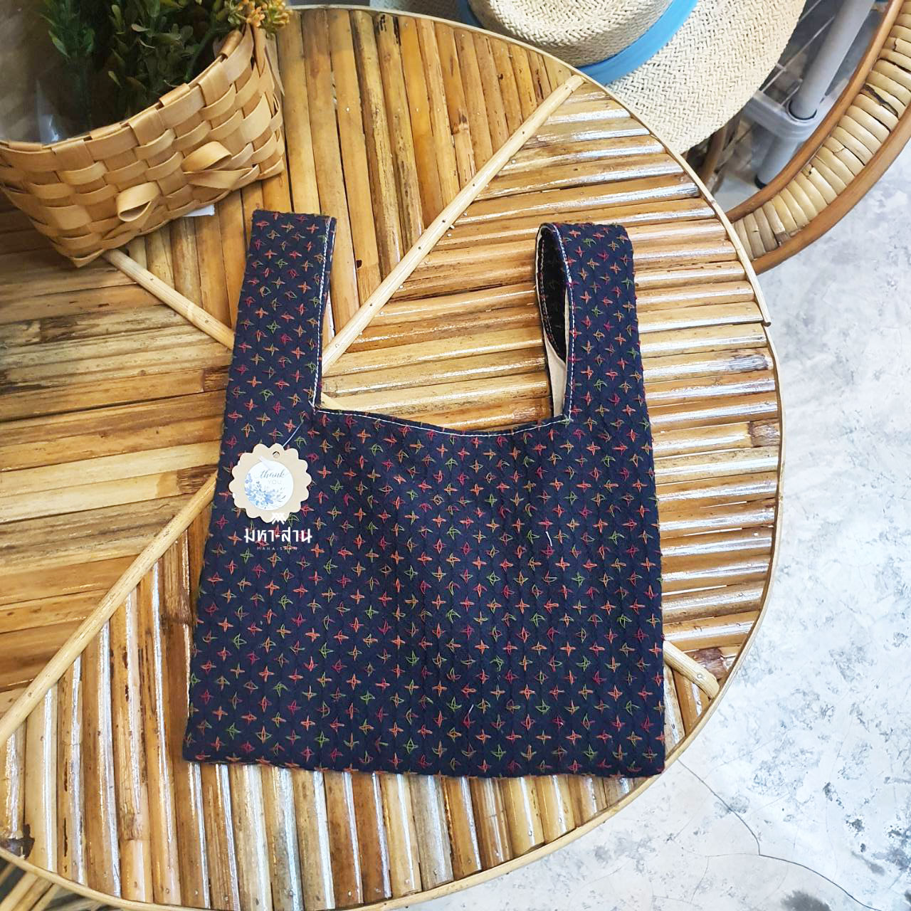 กระเป๋าผ้า ถุงผ้า แฟชั่น หูหิ้ว กระเป๋าคล้องแขน คละสี 🍨