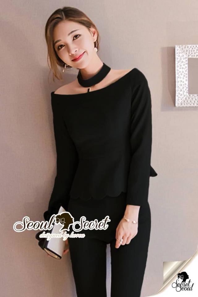 ชุดเซ็ทเสื้อ+กางเกง+สร้อยคอ