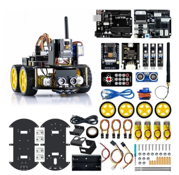 ชุดหุ่นยนต์รถ 4 WD อัจฉริยะ UNO R3 พร้อมโมดูลกล้องESP32-CAM WIFI สื่อSTEM เสริมทักษะ Coding UNO R3 with ESP32 WIFI