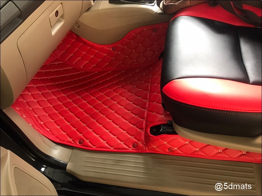 พรมปูพื้นรถยนต์ 6D TOYOTA VIGO CAB พรม6D หนานุ่ม สีแดงสด เต็มคัน