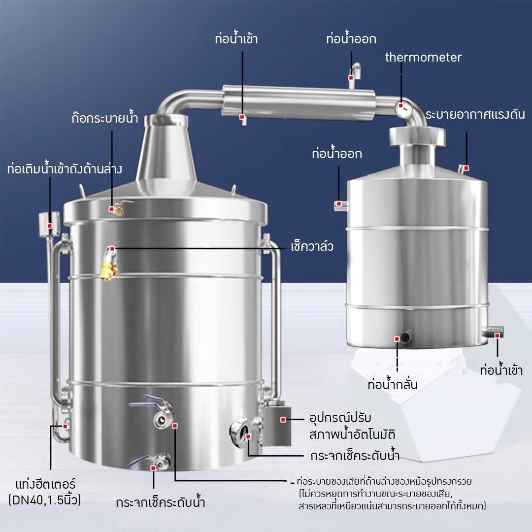 HNXS-01 หม้อกลั่นสแตนเลส 304 310/450/770/885 ลิตร