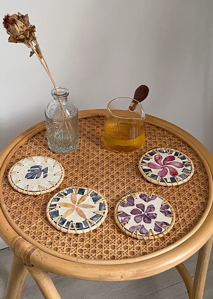 รองเเก้วหวาย คาเฟ่ พร็อพถ่ายรูป (ขนาดกว้าง 4นิ้ว) rattan coaster