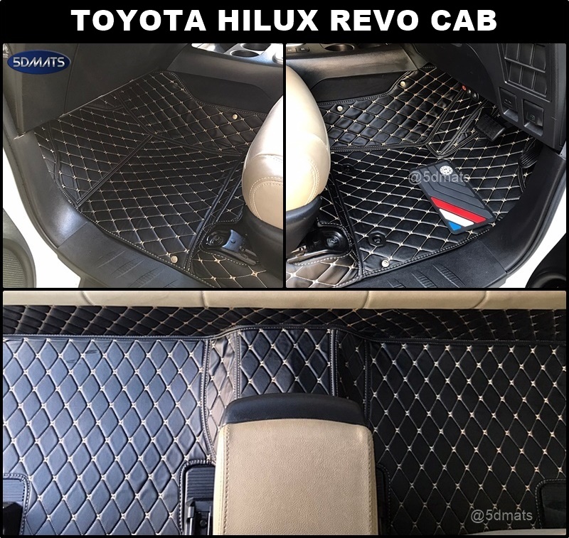 พรมปูพื้นรถยนต์6D TOYOTA REVO CAB พรม6D QX หนังหนานุ่ม เกรดA เต็มคัน (3ชิ้น)