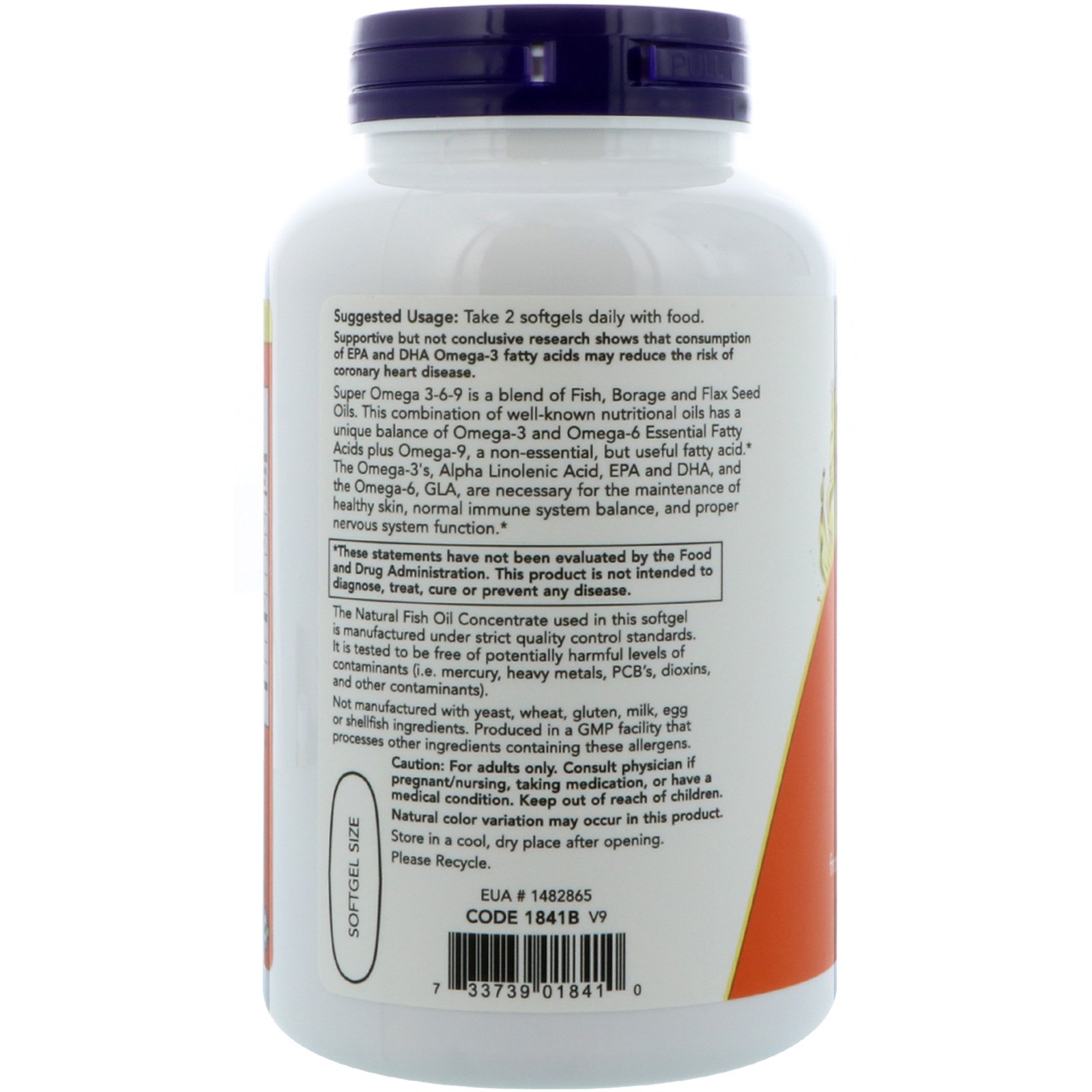 Now Foods, Super Omega 3 - 6 - 9, 1200 mg, 180 Softgels