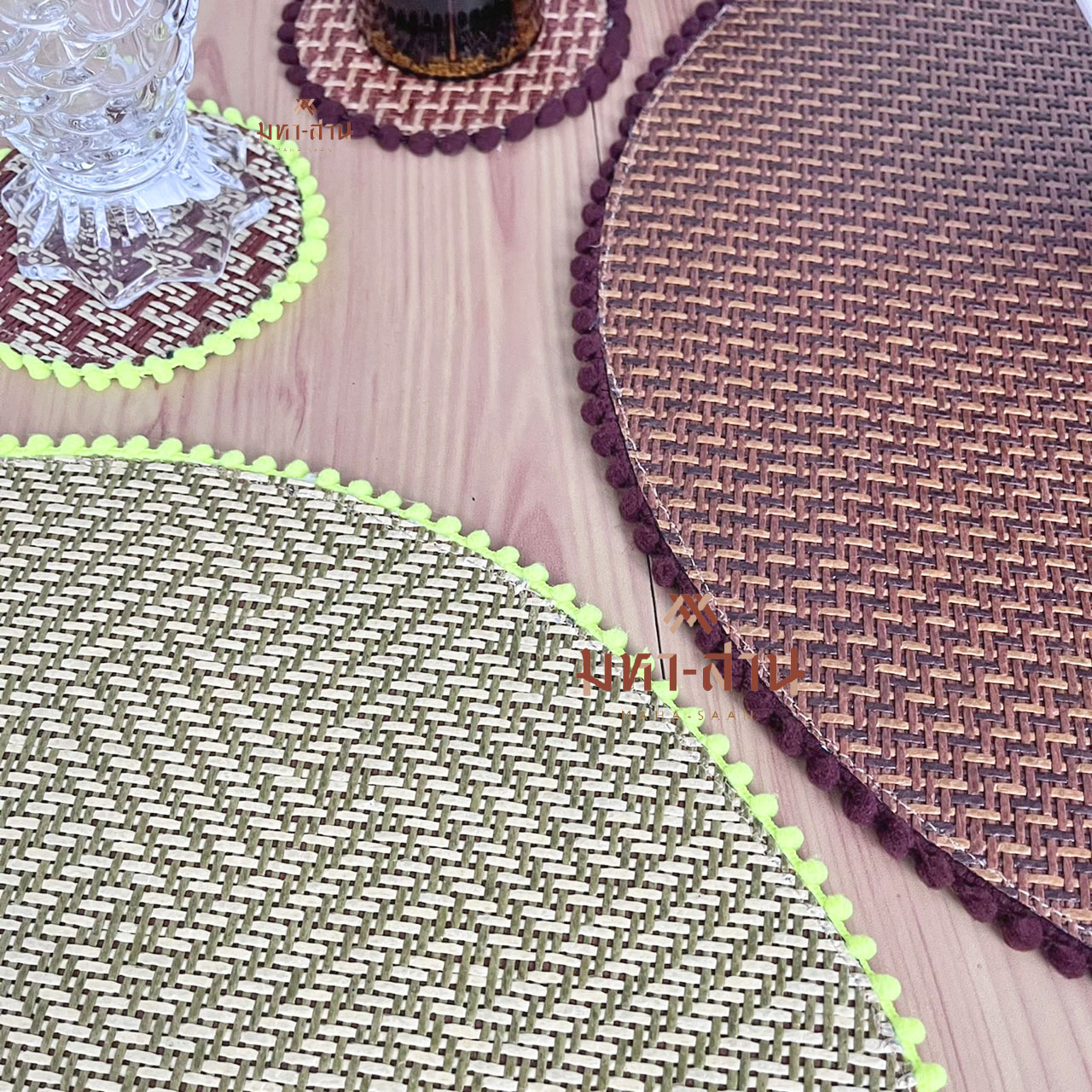 รองจานวินเทจ รองแก้วสาน รองจานเกาหลี ทรงกลม คละแบบ 🍽