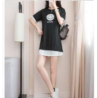 KK ชุดเดรส สกรีนรูปกาตูนยิ้ม(สีดำ )รุ่น 8170