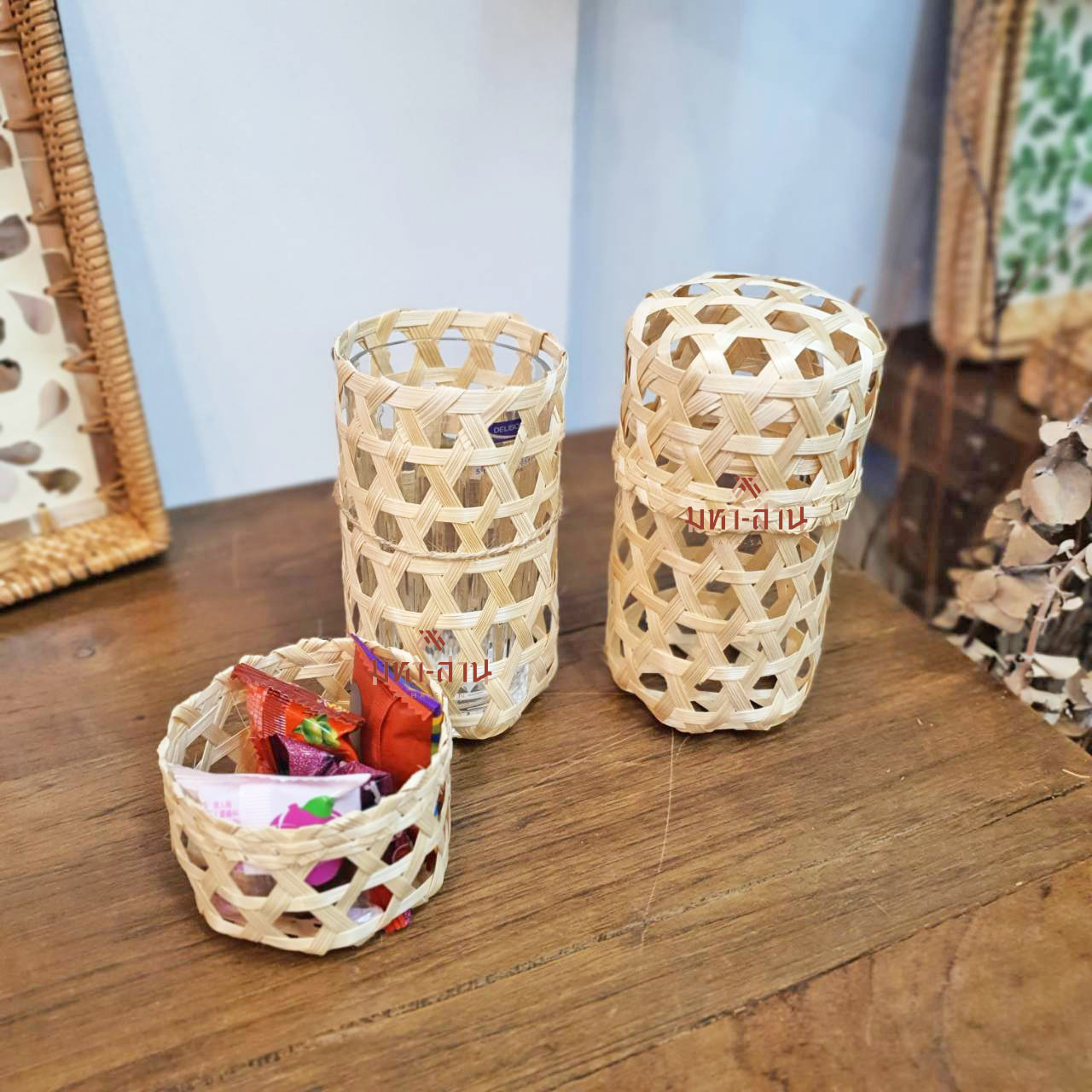 กระบอกสาน ใส่แก้วน้ำ ของชำร่วยงานแต่ง แพคเกจสินค้า🎊