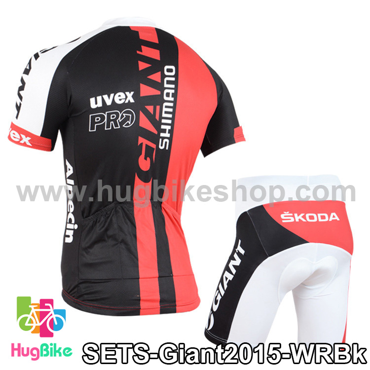 ชุดจักรยานแขนสั้นทีม Giant 15 สีขาวแดงดำ