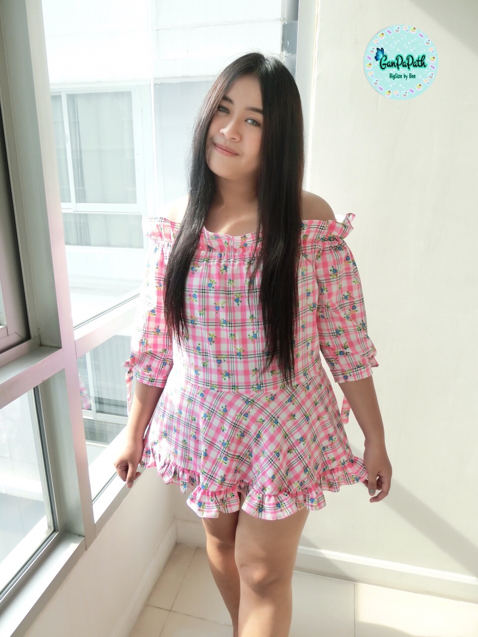 เดรสระบายชาย ผูกแขน สาวอวบ