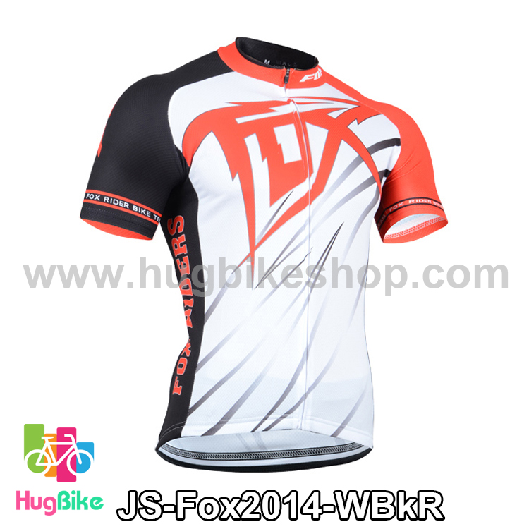 เสื้อจักรยานแขนสั้นทีม Fox 2014 สีขาวดำแดง