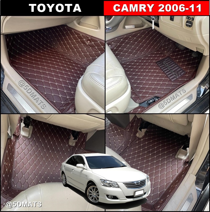 พรมปูพื้นรถยนต์ 6D TOYOTA CAMRY (2006-11) พรมหนัง6D เกรดA เต็มคัน 3ชิ้น