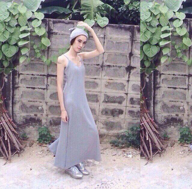 เดรสยาวผ้าเรย่อน