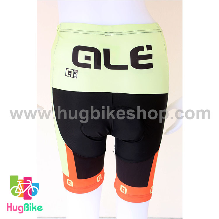 กางเกงจักรยานผู้หญิงขาสั้น ALE 16 (11) สีเขียวดำส้มลายฟองน้ำ