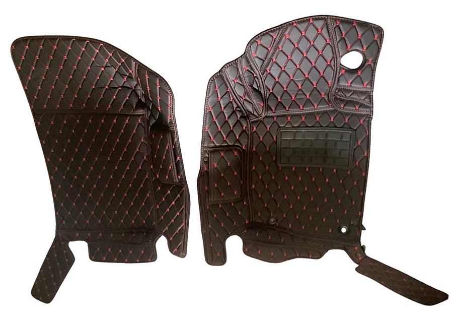 พรมปูพื้นรถยนต์6D MITSUBISHI TRITON CAB (2015-22) พรม6D ไตรตัน แคป สีดำด้ายแดง เข้ารูป เต็มคัน 3ชิ้น