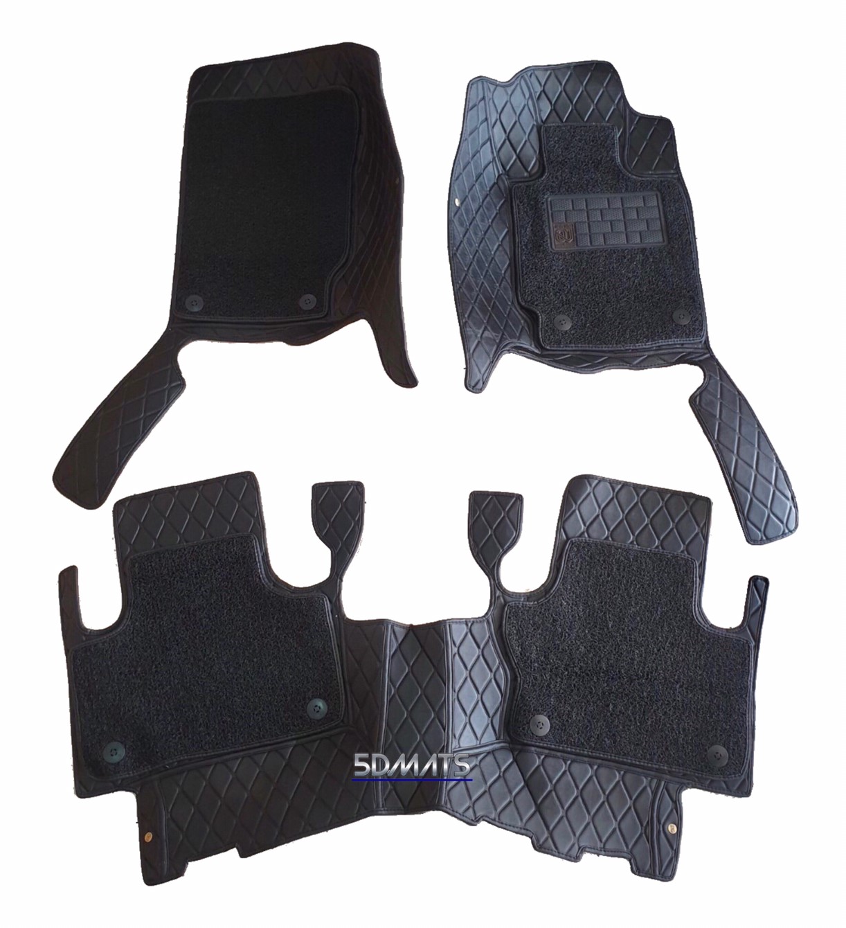 พรมปูพื้นรถยนต์5D All new pajero ลาย RICH สีดำ เต็มคัน (เสริมใยดักฝุ่น)