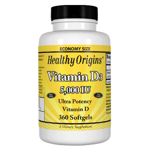 Healthy Origins, Vitamin D3, 5,000 IU, 360 Softgels