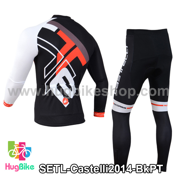 ชุดจักรยานแขนยาวทีม Castelli 14 สีดำลายขาวแดงเทา
