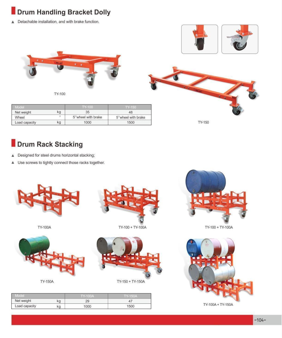 ชั้นวางถังน้ำมัน ถังเคมี ถังเหล็ก ขนาด 200 ลิตร พร้อมล้อเลื่อน รุ่น TY100/TY150