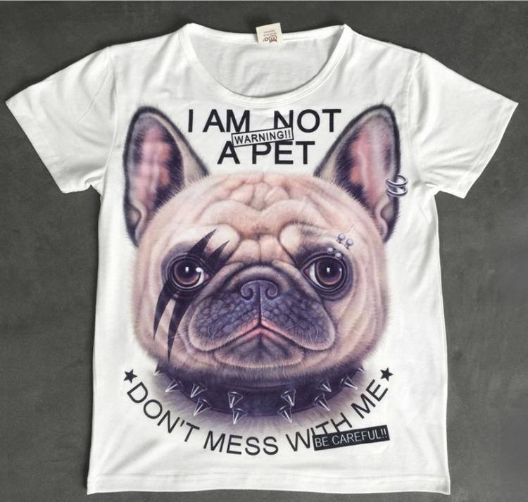 เสื้อยืดแขนสั้น 3D หน้าสัตว์โลกน่ารัก