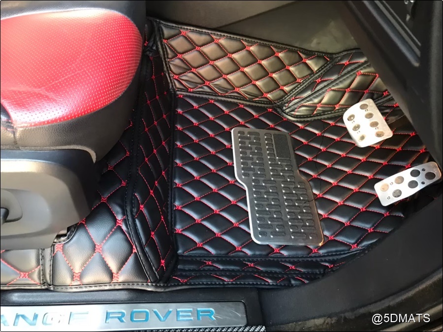 พรมปูพื้นรถยนต์6D LAND ROVER RANGE ROVER EVOQUE (2011-15) สีดำด้ายแดง เต็มคัน