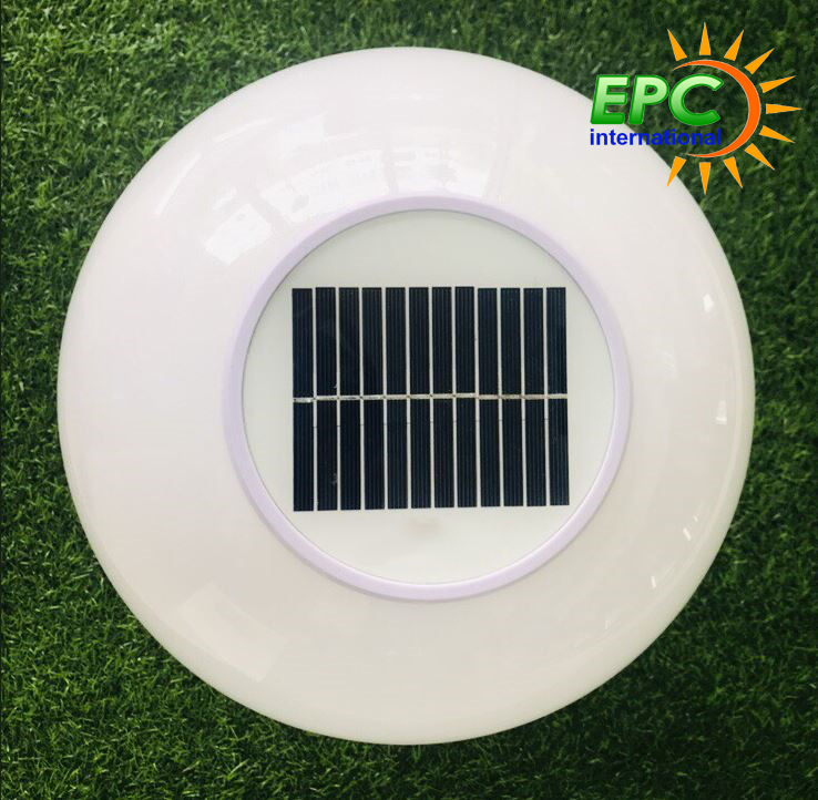 โคมไฟหัวเสา โซล่าเซลล์ ทรงกลม 40 cm. (เเสง ขาว , เหลืองวอมไวท์)