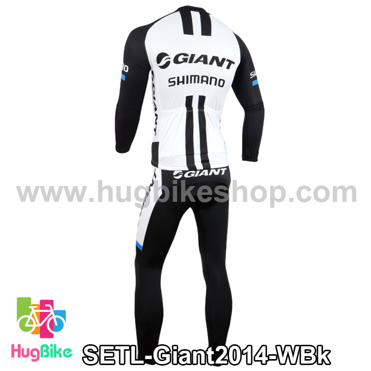 ชุดจักรยานแขนยาวทีม Giant 14 สีขาวดำ