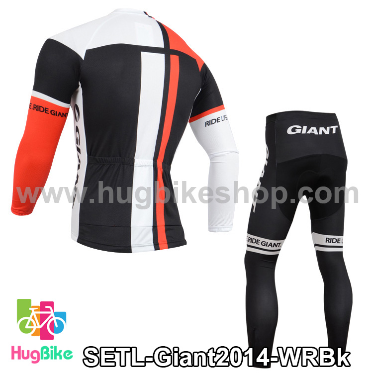 ชุดจักรยานแขนยาวทีม Giant 14 สีขาวแดงดำ