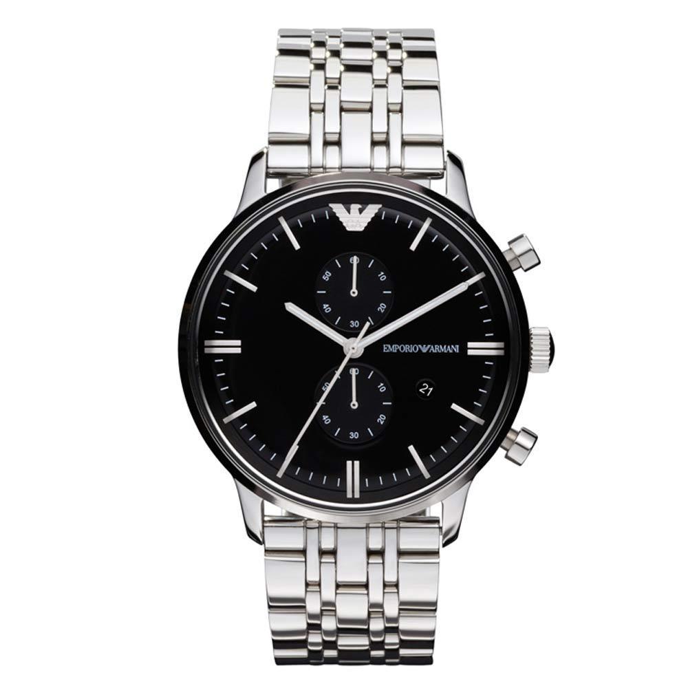 นาฬิกา Emporio Armani Classic Chronograph Black Dial Stainless Steel Men's Watch AR0389 Size 43 mm