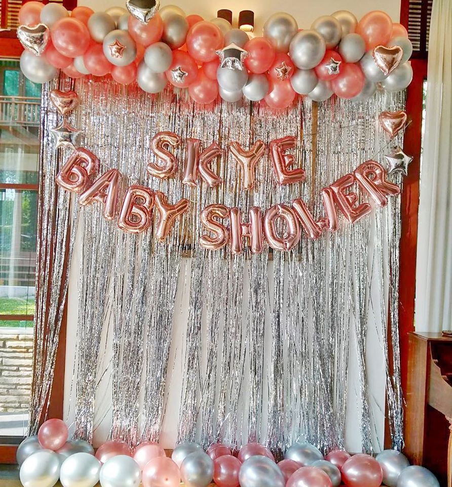 Set Backdrop Baby Rose Gold & Silver Tone