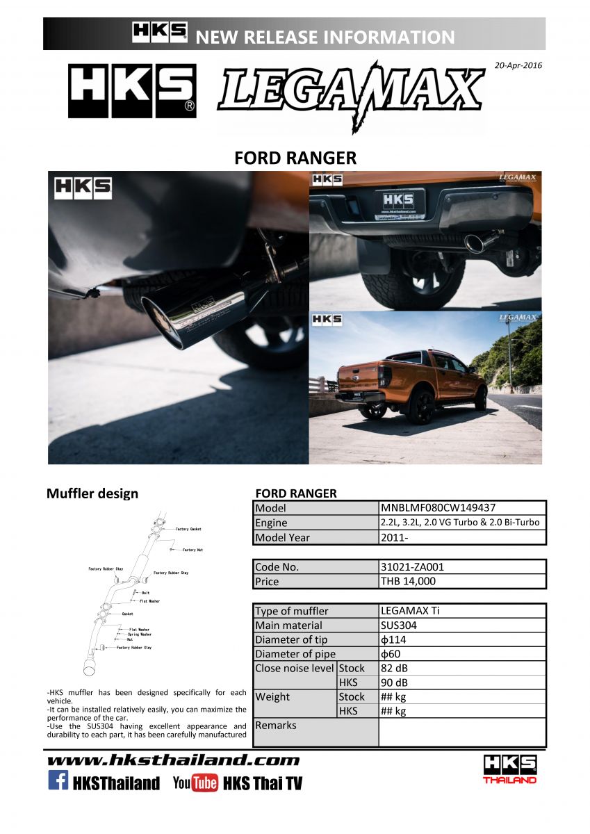 ท่อ HKS LEGAMAX FORD EVEREST SUS TAIL