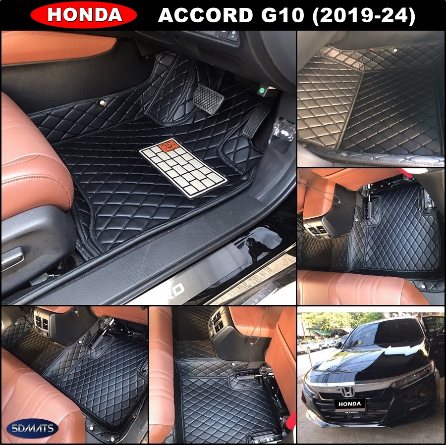 พรมปูพื้นรถยนต์ 6D HONDA ACCORD G10 (ปี2019-24) พรม6D QJ VIP หนาพิเศษ เข้ารูป เต็มคัน 3ชิ้น
