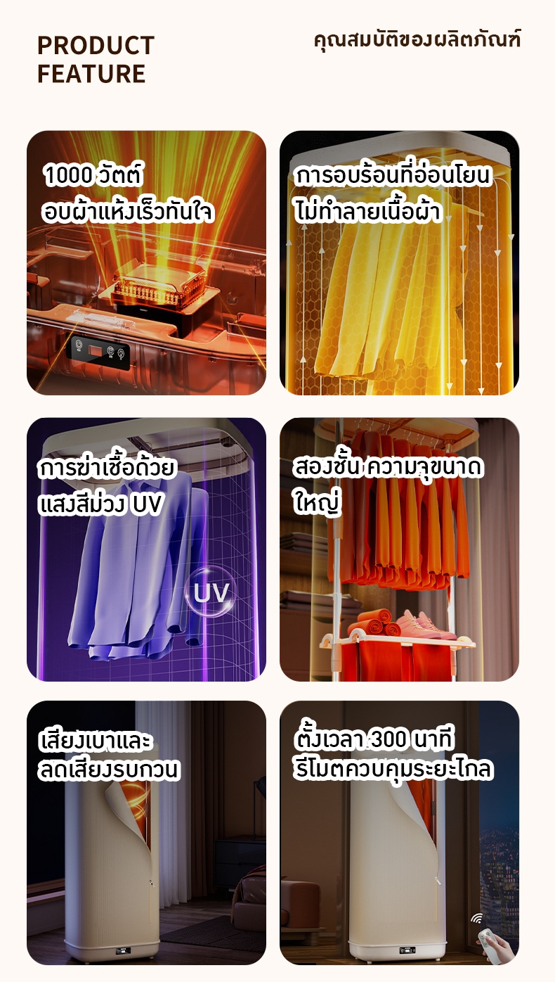เครื่องอบผ้า/เครื่องเป่าผ้าพับได้แบบพกพา Portable Foldable Clothes Dryer