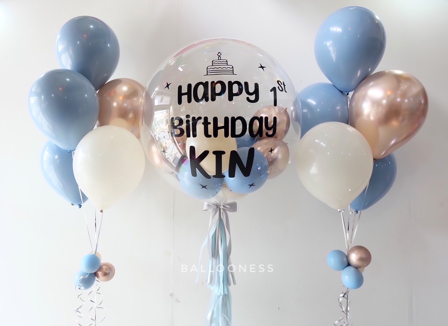 ลูกโป่งวันเกิดเด็ก 1 ขวบ โทนสีฟ้า /Kid 1st Birthday Blue Balloon