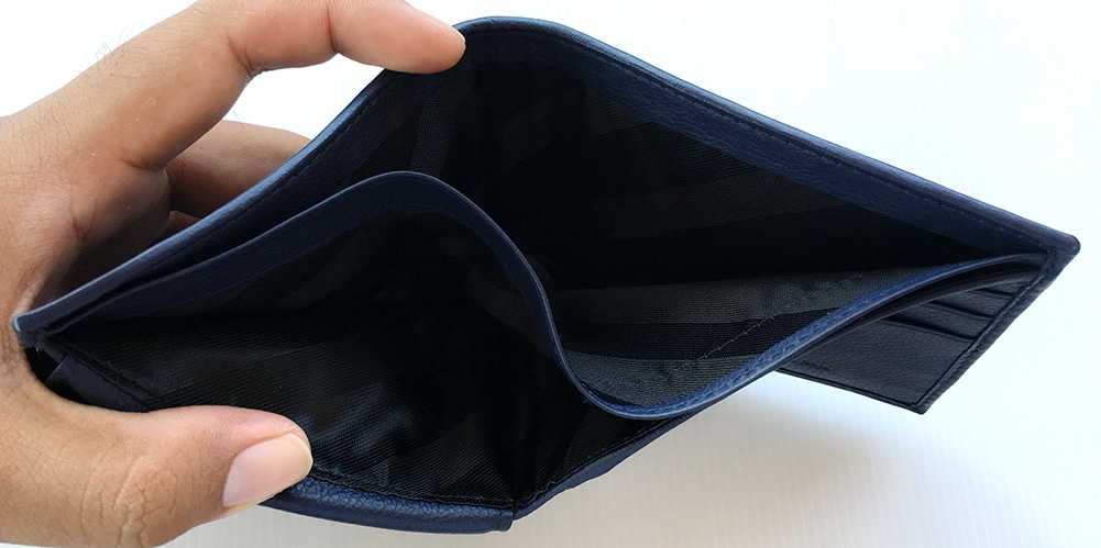 กระเป๋าสตางค์หนังจระเข้แท้ ส่วนหาง สีกรมท่า