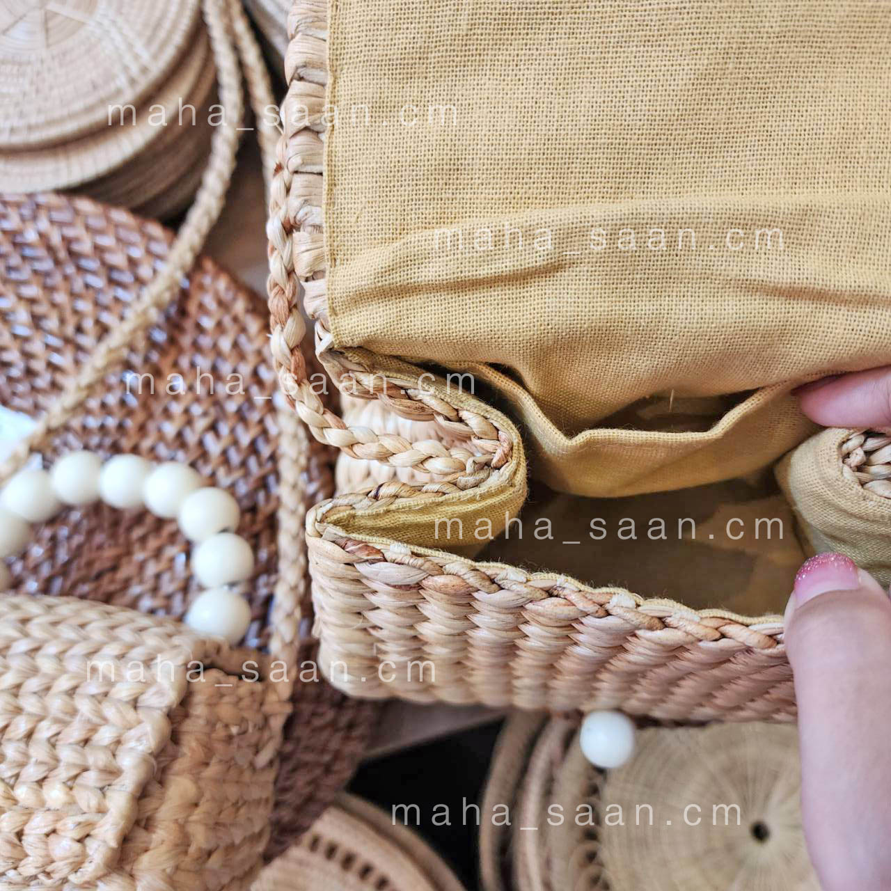 กระเป๋าสานผักตบชวา ฝาพับ สะพาย แฮนด์เมด เด็กและผู้ใหญ่💌