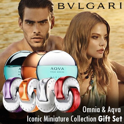 น้ำหอมแท้ SET 7 ITEMS PERFUME BVLGARI OMNIA AND AQVA ICONIC MINIATURE COLLECTION 5 ML x 7 ขวด