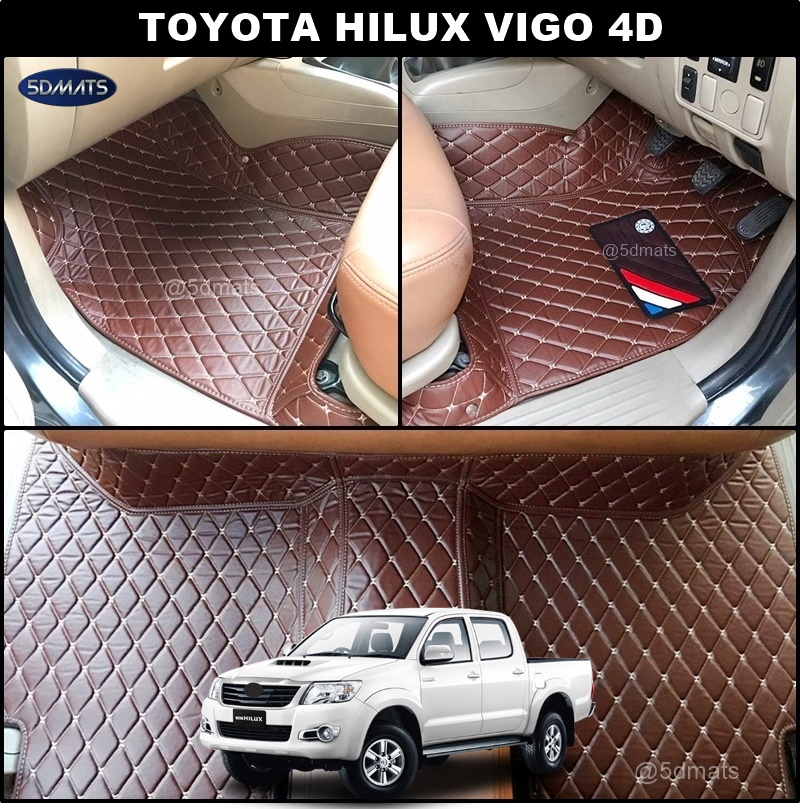 พรมปูพื้นรถยนต์6D TOYOTA VIGO 4ประตู พรม6D QX หนังหนานุ่ม เต็มคัน (3ชิ้น)