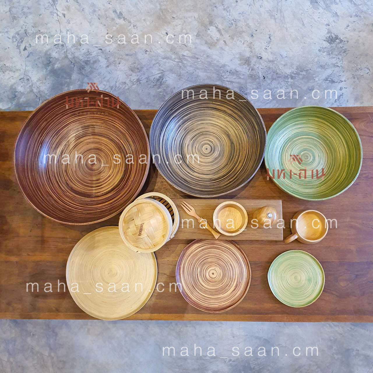 รองจานสาน ชามสลัดโบว์สานไม้ไผ่ มินิมอล คาเฟ่ พร็อพถ่ายรูป Salad Bowl 🥣🍚