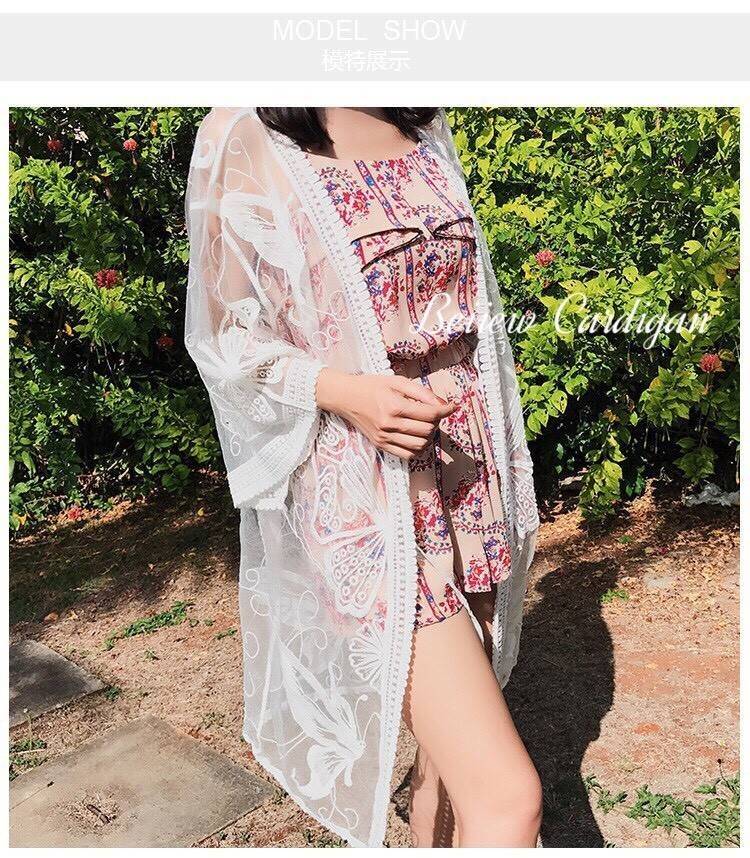 เสื้อคลุมลูกไม้บาง ลายผีเสื้อ