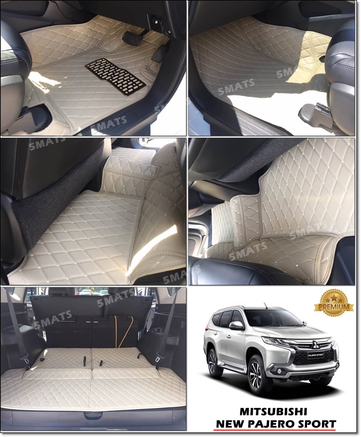 พรมปูพื้นรถยนต์6D PAJERO SPORT ปี2019-24 พรม6D สีครีม เต็มคัน