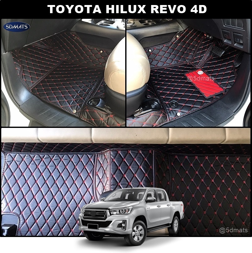 พรมปูพื้นรถยนต์6D TOYOTA REVO 4ประตู พรม6D QX หนังหนานุ่ม เต็มคัน (3ชิ้น)