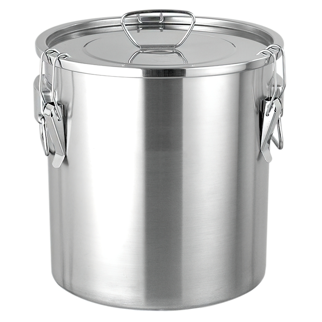 หม้อ-ถังสแตนเลสพร้อมฝาปิดมีหูหิ้ว (หม้อเกรด 304 +ฝาเกรด201)