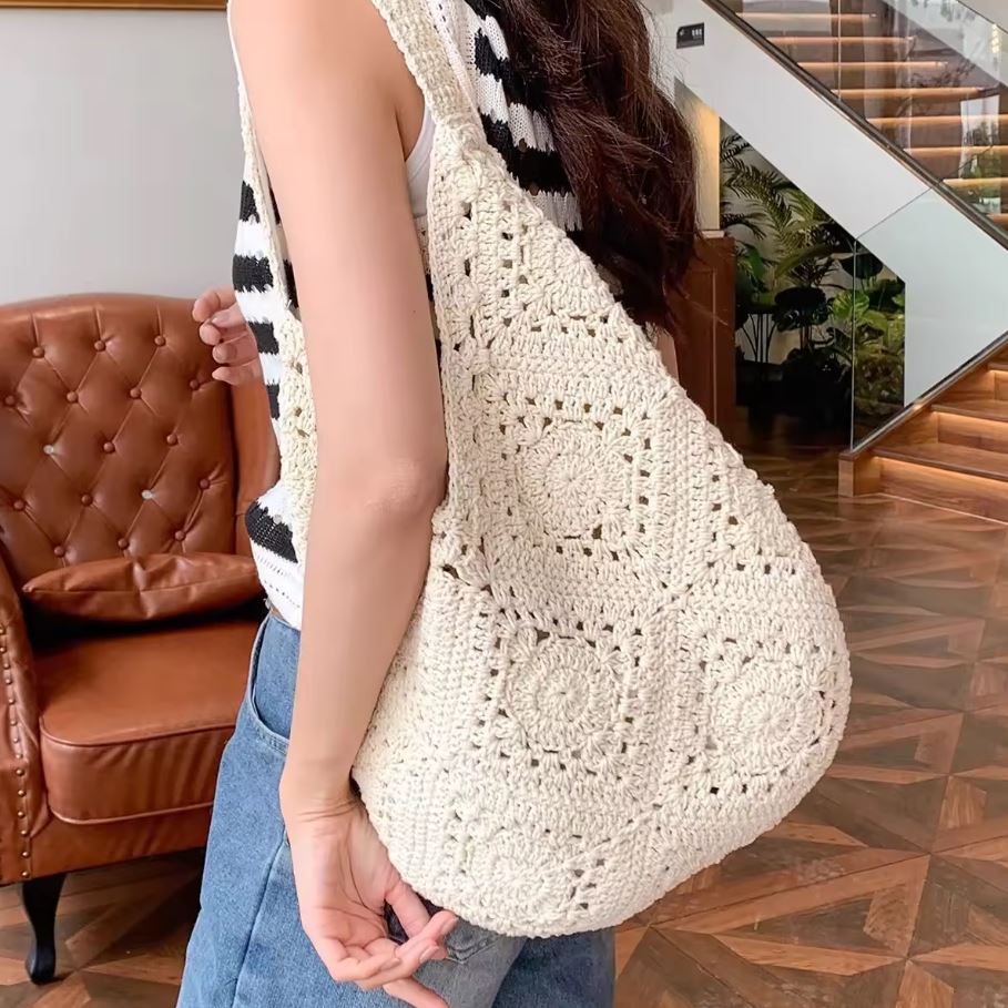 กระเป๋าถักสะพายไหล่ เดินชายหาด แฟชั่นผู้หญิง ✿