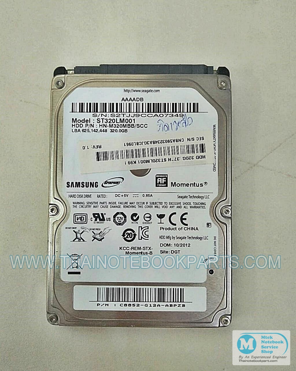 MT03902 ฮาร์ดดิสก์โน๊ตบุ๊คมือสองSamsung Harddisk Notebook SATA ขนาดความจุ 320GB (มือสอง, ไม่มี Bad Sector)(ติดเหลือง) 2
