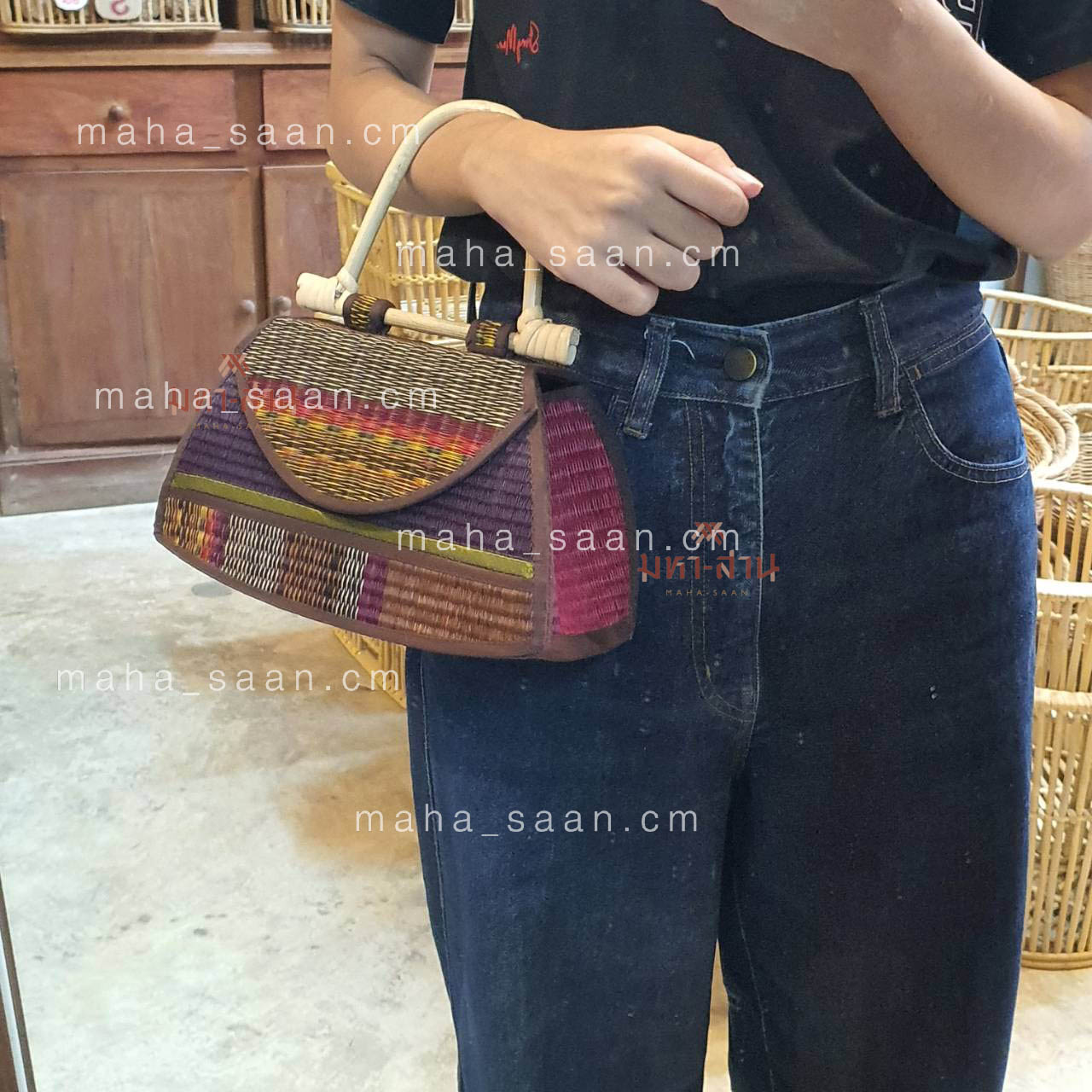 กระเป๋าเสื่อกก หูหวาย คล้องแขนสวยๆ คละแบบ 💖