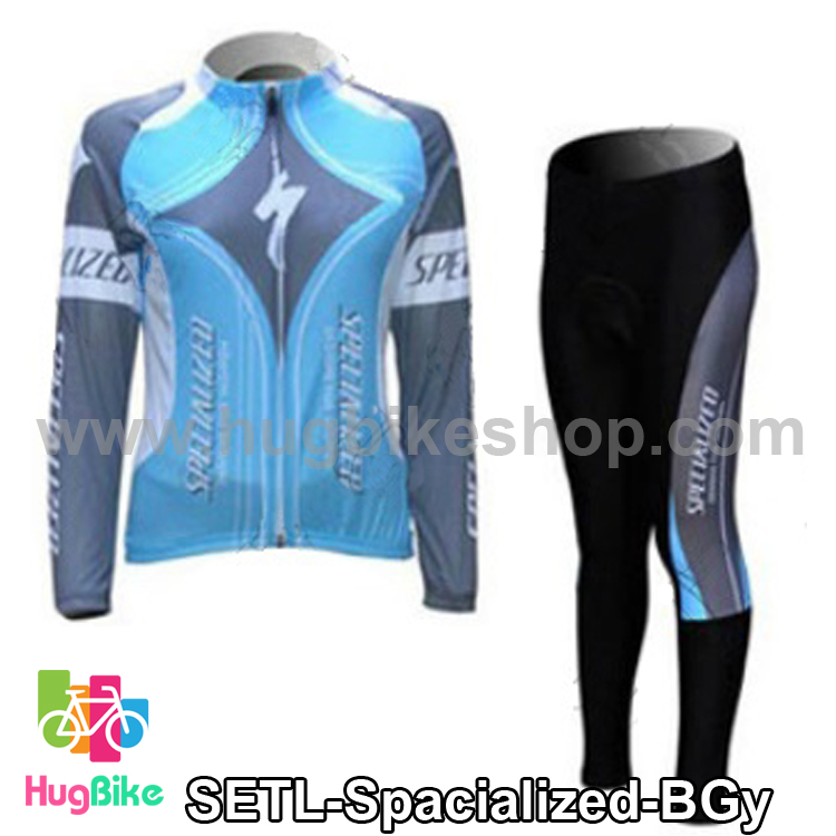 ชุดจักรยานแขนยาวทีม Specialized สีฟ้าเทา