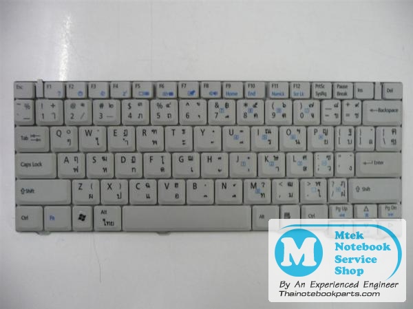 MT00937 คีย์บอร์ดโน๊ตบุ๊ค Acer Aspire 2920 2920Z, Travelmate 6910 6250 - NSK-A9V03 Notebook Keyboard (สีขาว มือสอง แป้นพิมพ์ English-Thai) 2