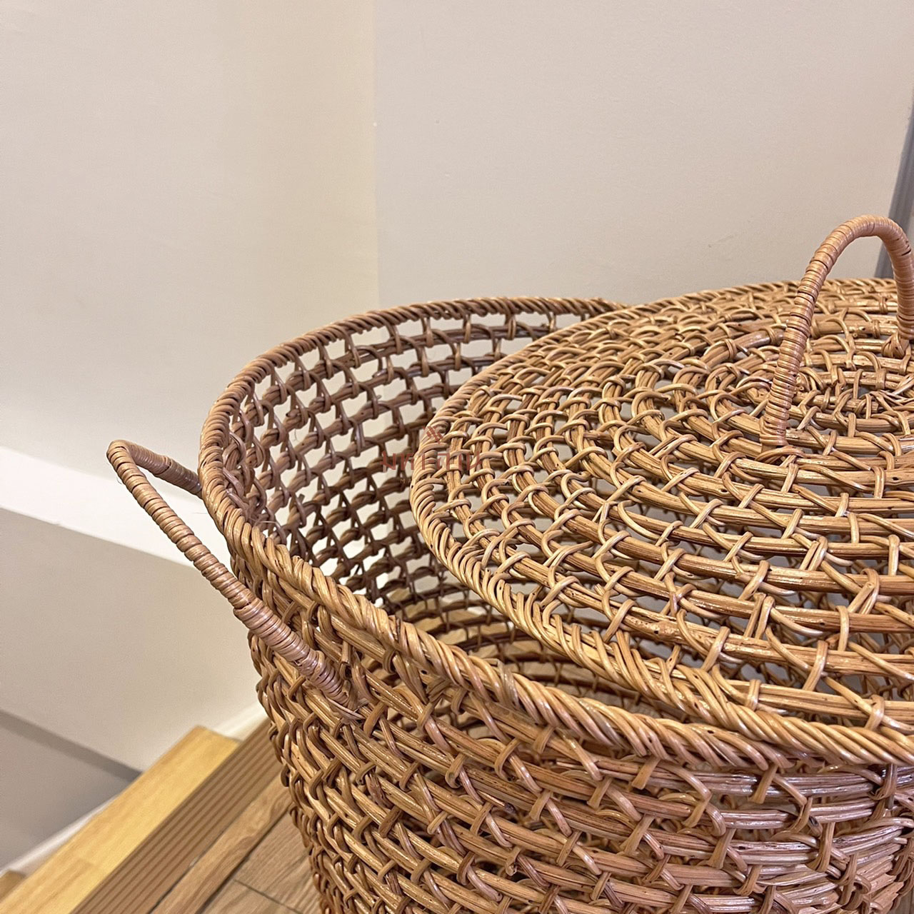 ตะกร้าผ้า ตะกร้าเก็บของ ตะกร้าผ้าโรงแรม ตะกร้าฝาปิด🧺