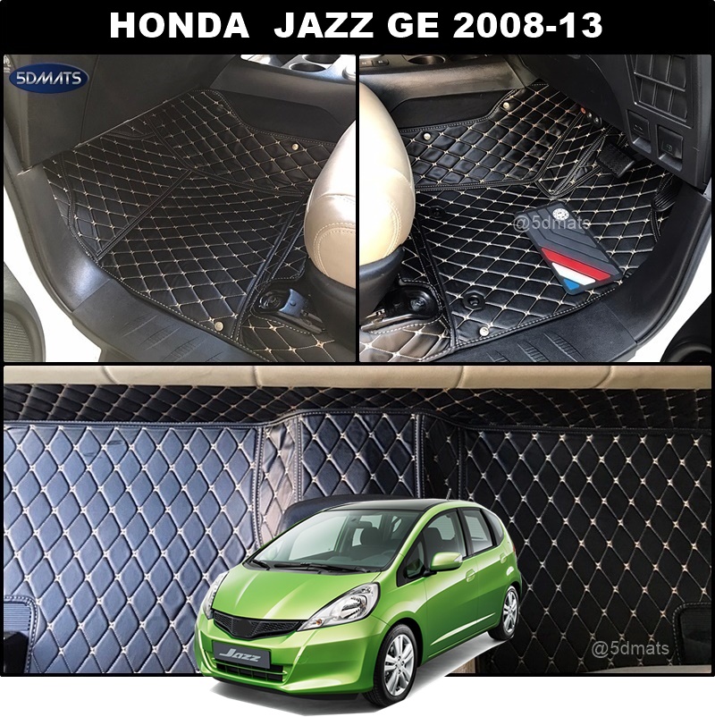 พรมปูพื้นรถยนต์6D HONDA JAZZ GE 2008-13 พรม6D QX สวยงาม เข้ารูป ปูเต็มคัน 6ชิ้น